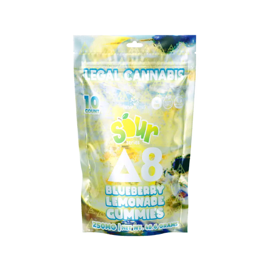 Hemp Living - Sour Series PURE Delta 8 Gummies 10ct Pouch 250mg - Blueberry Lemonade