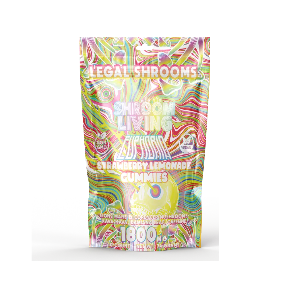 Shroom Living - Euphoria Gummies 10ct Pouch 1800mg - Strawberry Lemonade