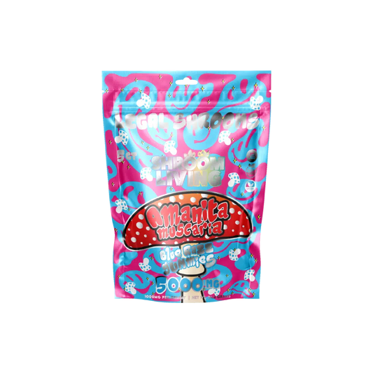 Shroom Living - Pure Amanita Muscaria Gummies - 5ct Pouch - 5000mg Amanita Muscaria - Blue Razz