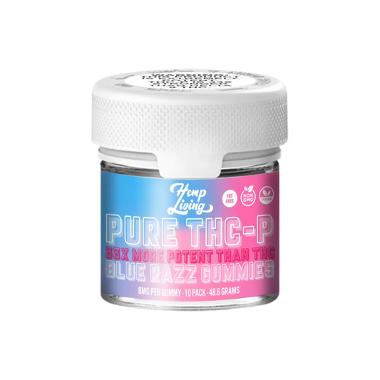 Hemp Living - PURE THC-P Gummies - 10ct Jar - 80mg THC-P - Blue Razz