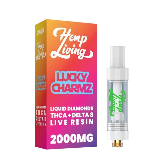 Hemp Living - THCA + Delta 8 Live Resin Liquid Diamonds - 2g Vape Cartridge - 2000mg - Lucky Charmz