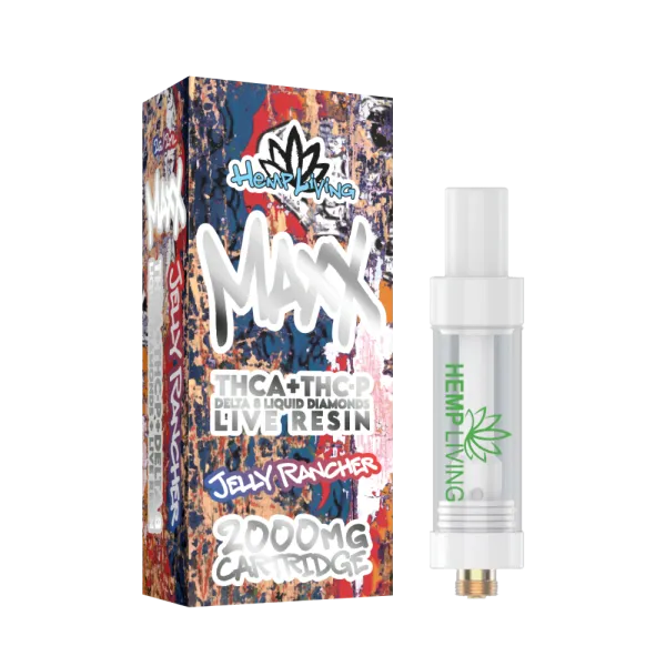 Hemp Living - Maxx - 2g Vape Cartridge w/ Live Resin Liquid Diamonds - THCA + THC-P - Jelly Rancher