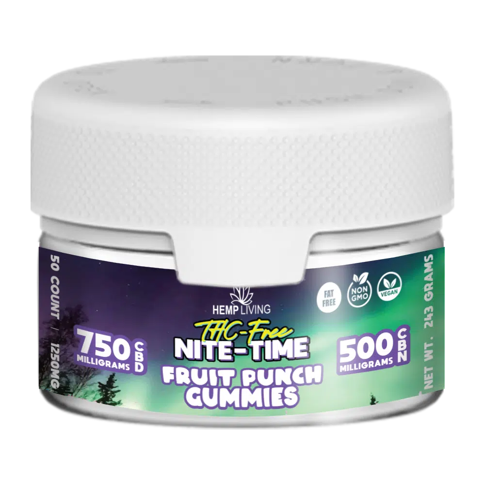 Hemp Living - THC-Free Nite-Time CBD + CBN Gummies 1250MG - 50ct Fruit Punch