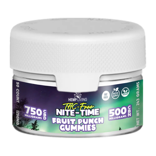 Hemp Living - THC-Free Nite-Time CBD + CBN Gummies 1250MG - 50ct Fruit Punch