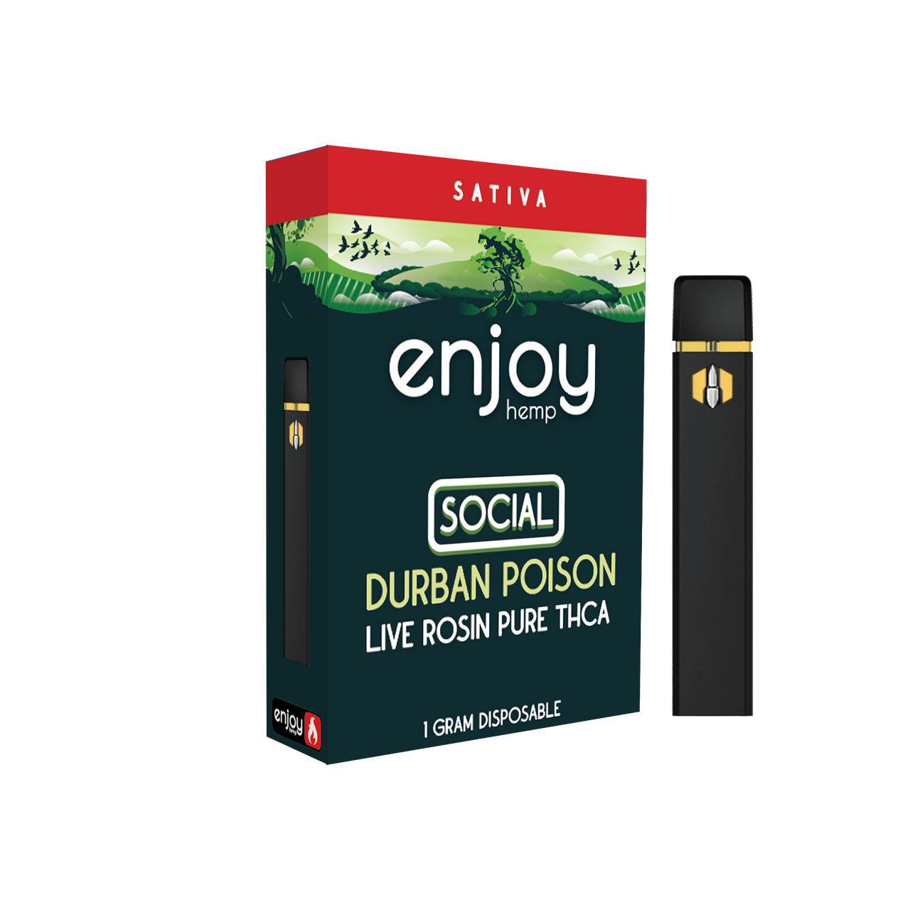 Enjoy Hemp - Live Rosin Pure THCA 1ml Disposable for Social - Durban Poison (Sativa)