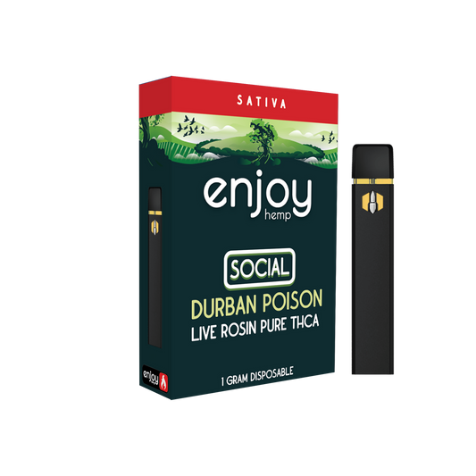 Enjoy Hemp - Live Rosin Pure THCA 1ml Disposable for Social - Durban Poison (Sativa)