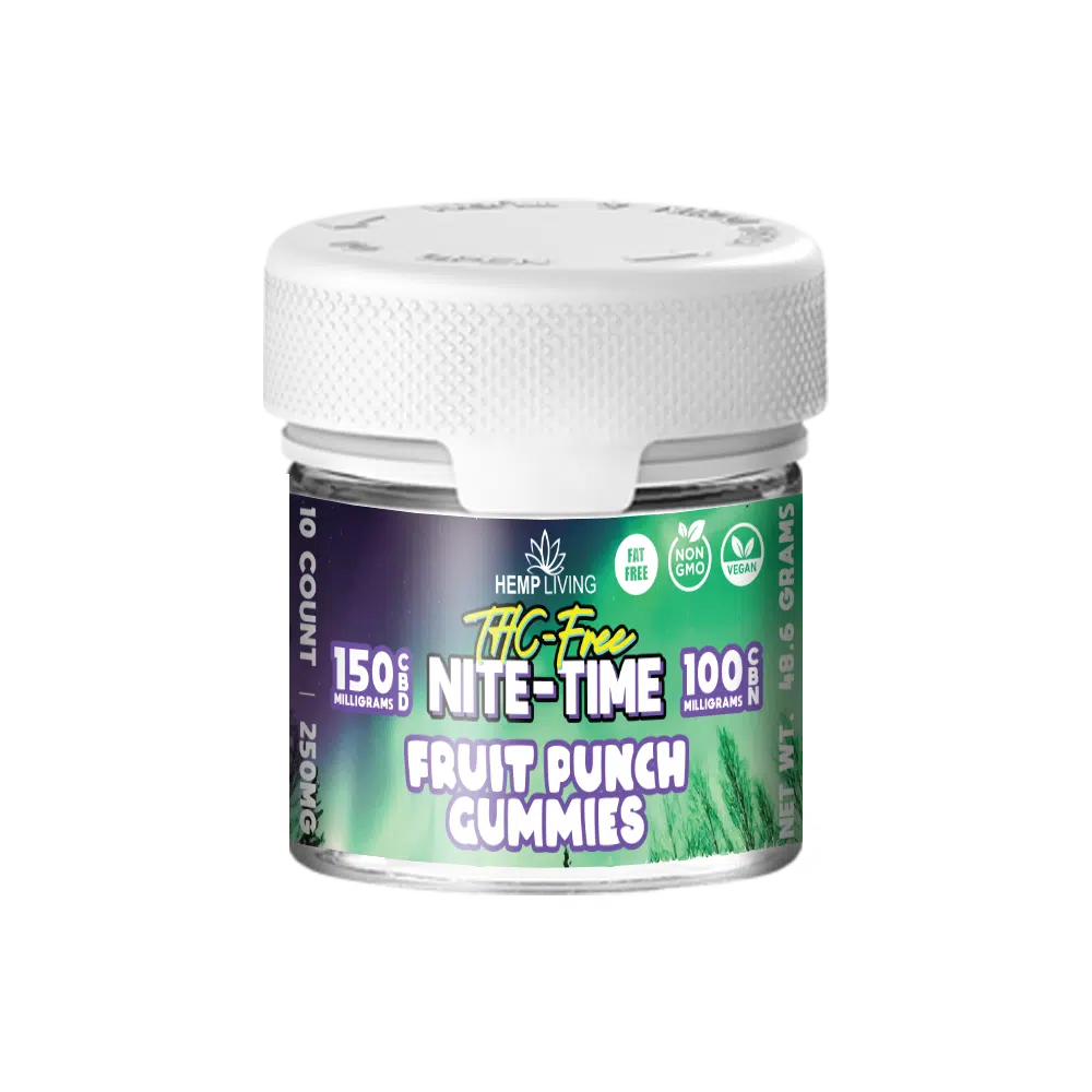 Hemp Living - THC-Free Nite-Time CBD + CBN Gummies 250MG - 10ct Fruit Punch