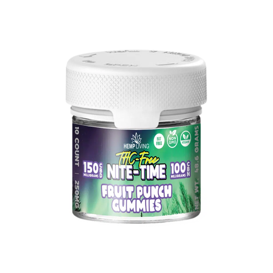 Hemp Living - THC-Free Nite-Time CBD + CBN Gummies 250MG - 10ct Fruit Punch