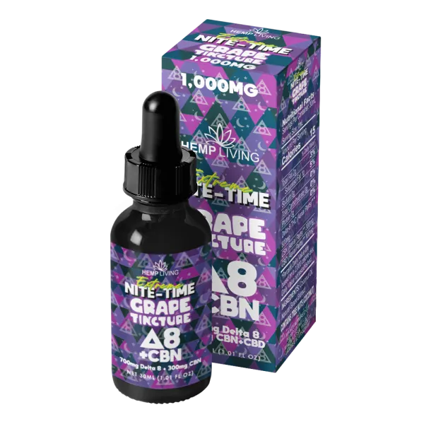 Hemp Living - Extreme Nite-Time Delta 8 & CBN Tincture 1000mg - Grape