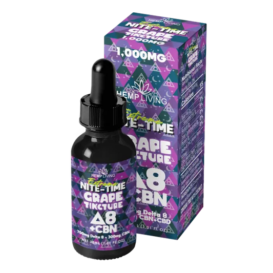 Hemp Living - Extreme Nite-Time Delta 8 & CBN Tincture 1000mg - Grape