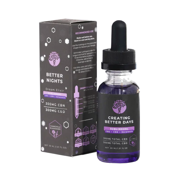 Creating Better Days - Better Nights CBN + Melatonin Sublingual Tincture - 600mg