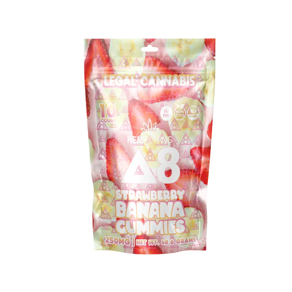 Hemp Living – PURE Delta 8 Gummies 10ct Pouch 250mg – Strawberry Banana