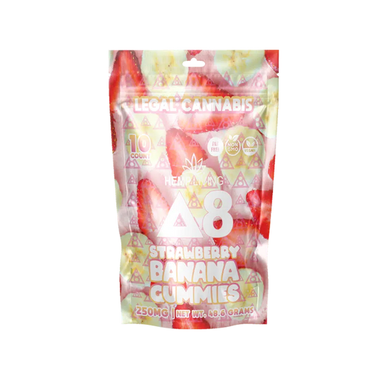 Hemp Living – PURE Delta 8 Gummies 10ct Pouch 250mg – Strawberry Banana